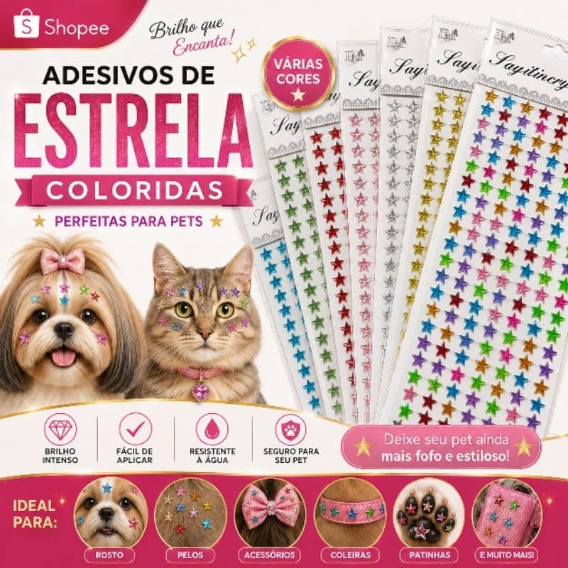 7 Cartela Adesivo De Pedra ESTRELA