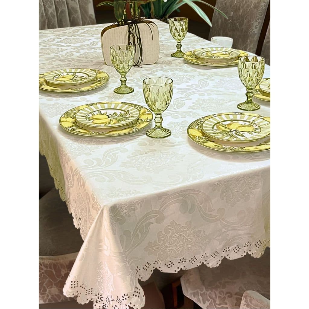 Toalha de Mesa Jacquard 3,50m - Mesa de 12 Lugares Luxo Promoção