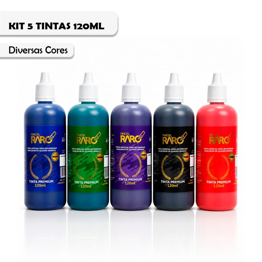 Kit 5 Tintas Para Pincel De Quadro Branco - 120 Ml