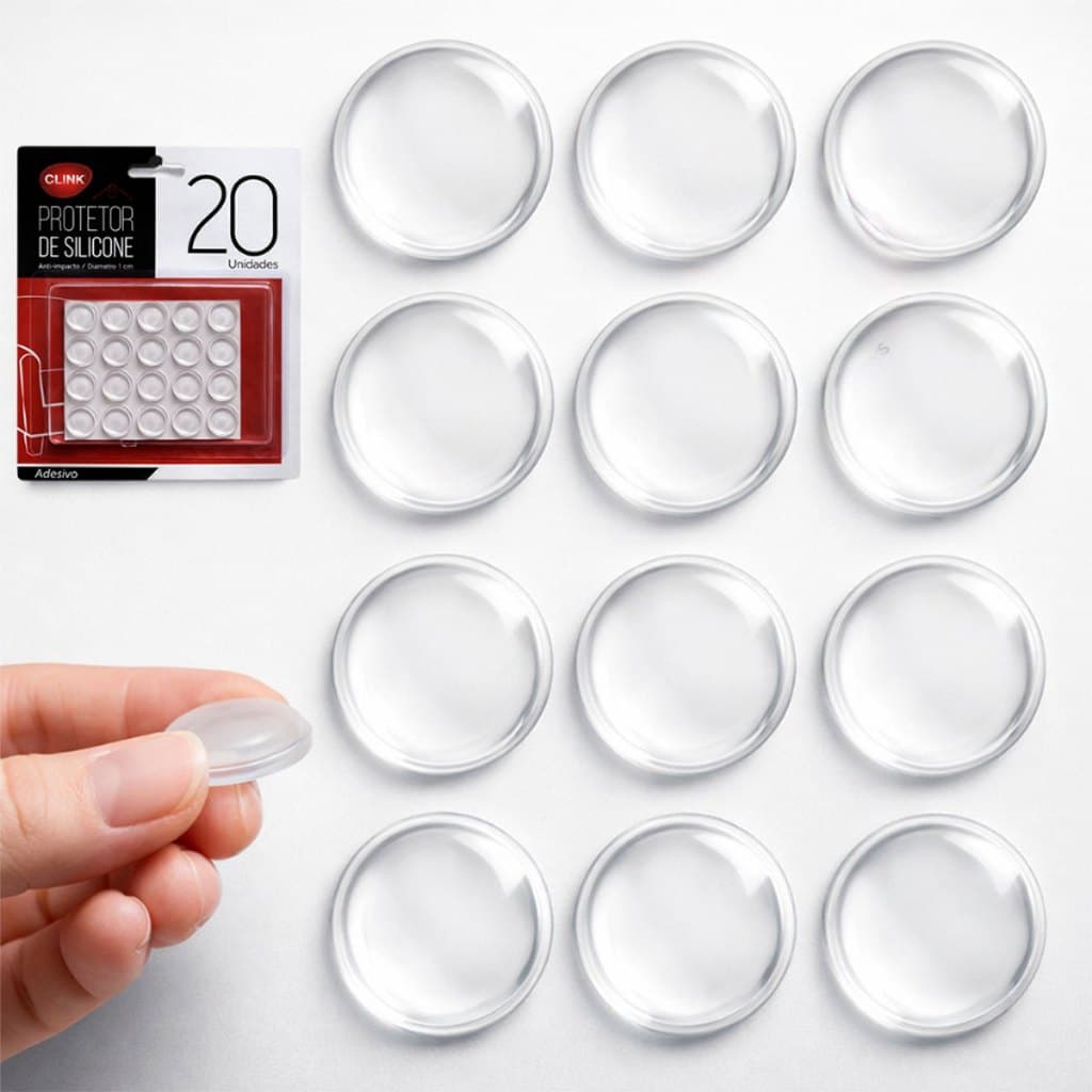 Protetor Silicone Adesivo 1 ou 3 Cartelas Anti-Impacto Clink Multiuso Redondo