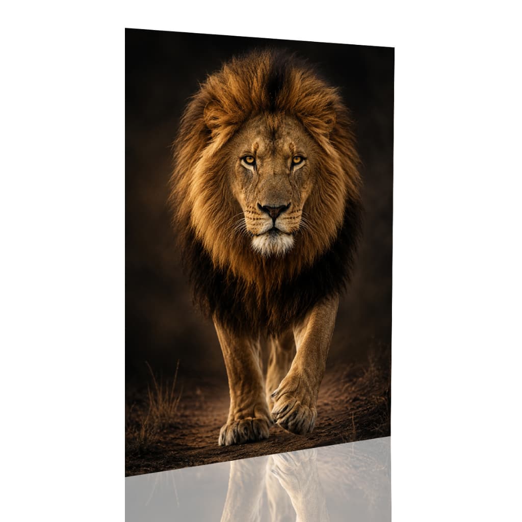 Quadro Decorativo Leão Realista Selvagem Animal Luxo Sala Quarto Arte Vertical