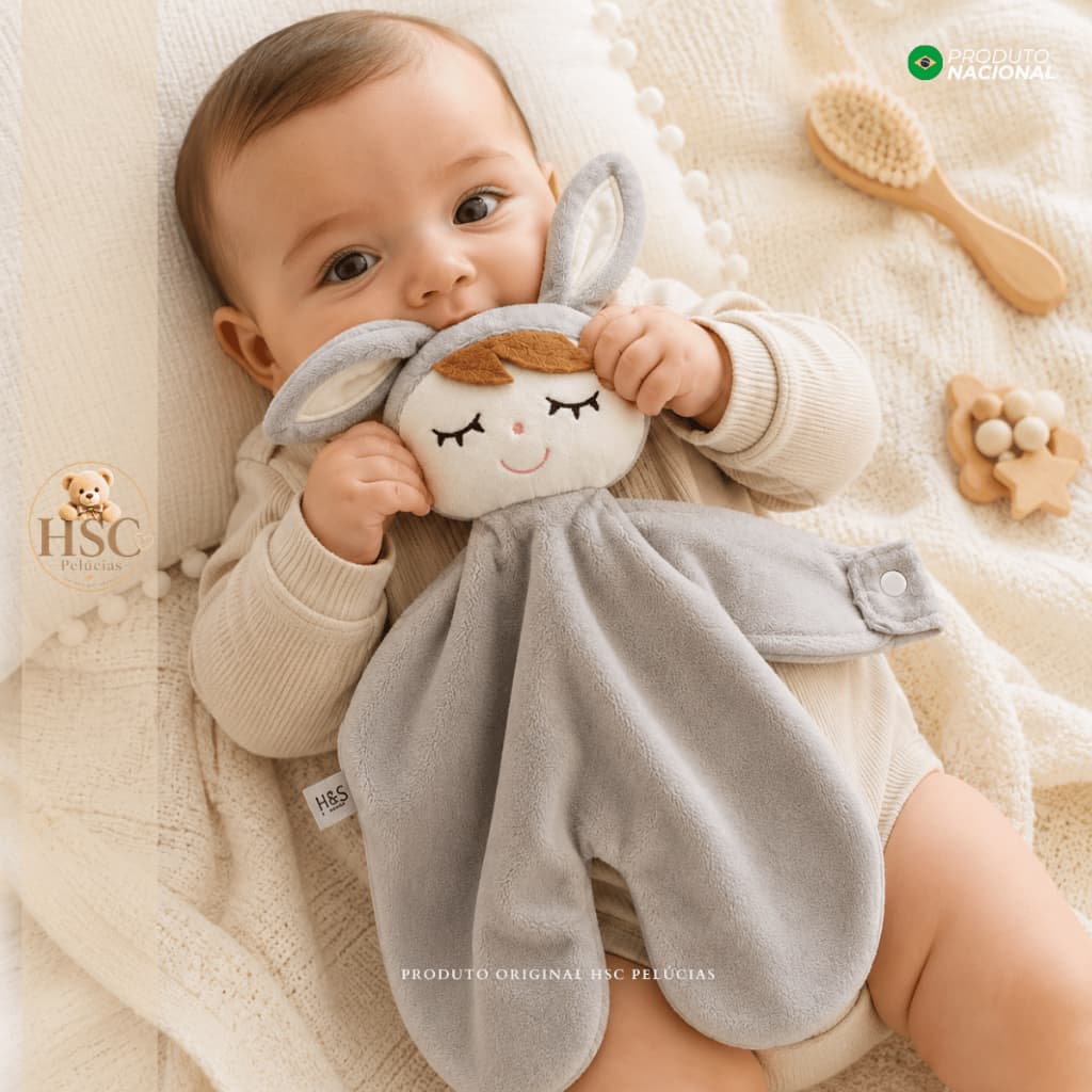 NANINHA l  PANINHO DE APEGO NANAR CHEIRINHO BICHINHO COM PORTA CHUPETA COELHO l HSC