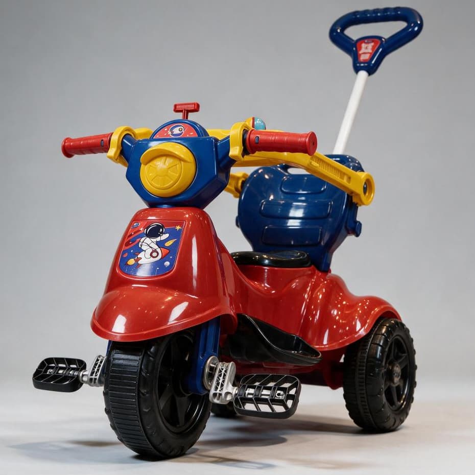 Triciclo Infantil Menino Baby Scooter Astro Motoca +12 Meses até 16kg com Haste + HUB DE GAMES QR CODE | QUEEN SHOP