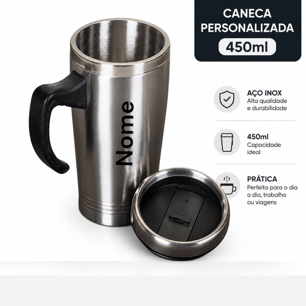 Caneca 450ml Personalizada com Nome para Café Chopp