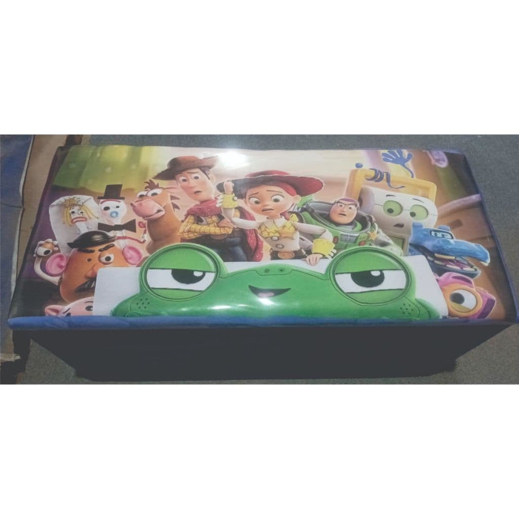 Baú Infantil TOY STORY Decorado Puff Baú Organizador Guarda Brinquedos 90cm Festa Temática Pronta Entrega