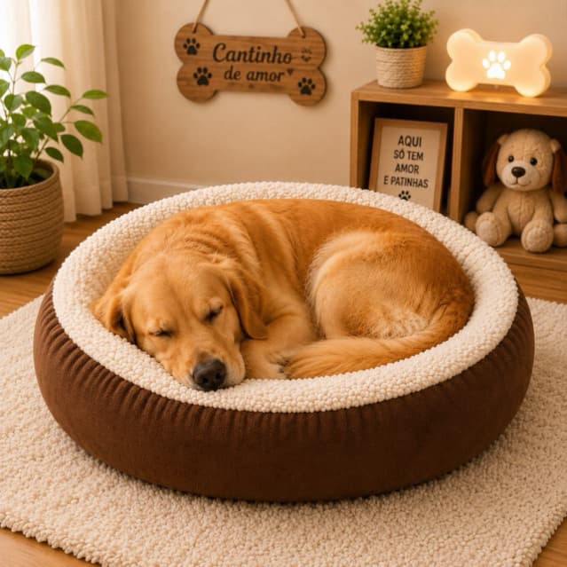 Cama Pet Sherpa Redonda  Caminha Super Macia Inverno Antiestresse 50x50 Luxo impermeável