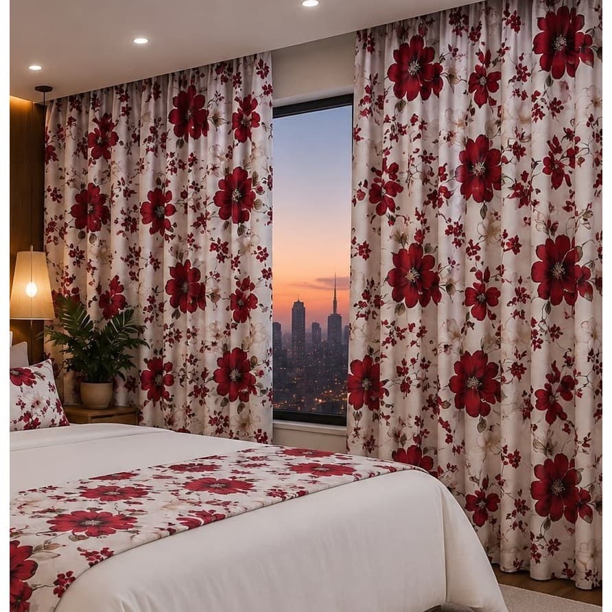 Cortina Percal Estampada 2,40x2,50 Para Decoração Sala Quarto