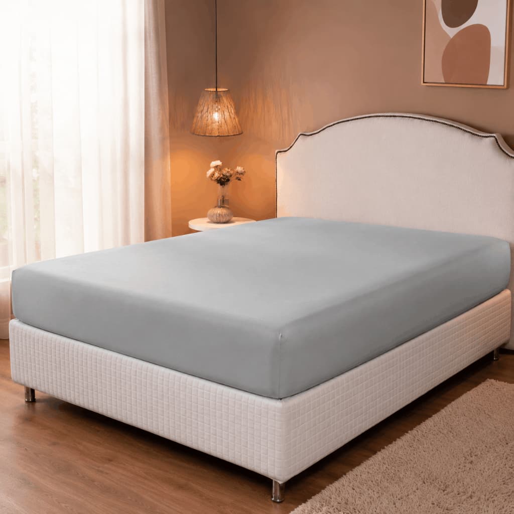 Lençol Avulso 170 Fios Lençol Com Elástico Toque Suave Cores Lisas Para Cama Solteiro/Casal/Queen