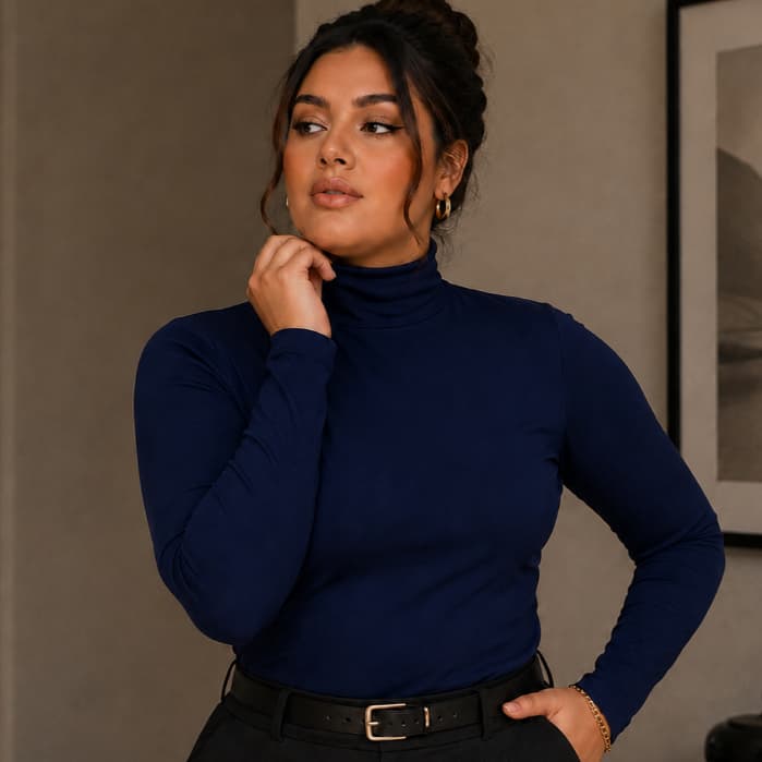 Blusa Feminina Cacharrel Gola Alta Manga Longa Suplex Premium Inverno Nao Transparente PLUS SIZE