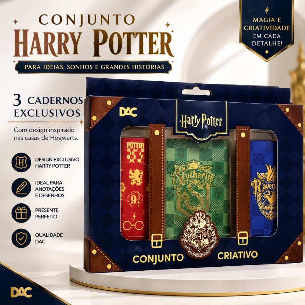 Kit Conjunto Criativo Harry Potter DAC 5 Peças Casas de Hogwarts Escolar