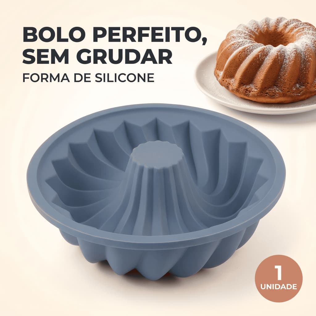 Forma de Silicone para Bolo Pudim Gelatina Antiaderente Redonda Flexível Assadeira Forma de Bolo Vulcão Cor Sortida