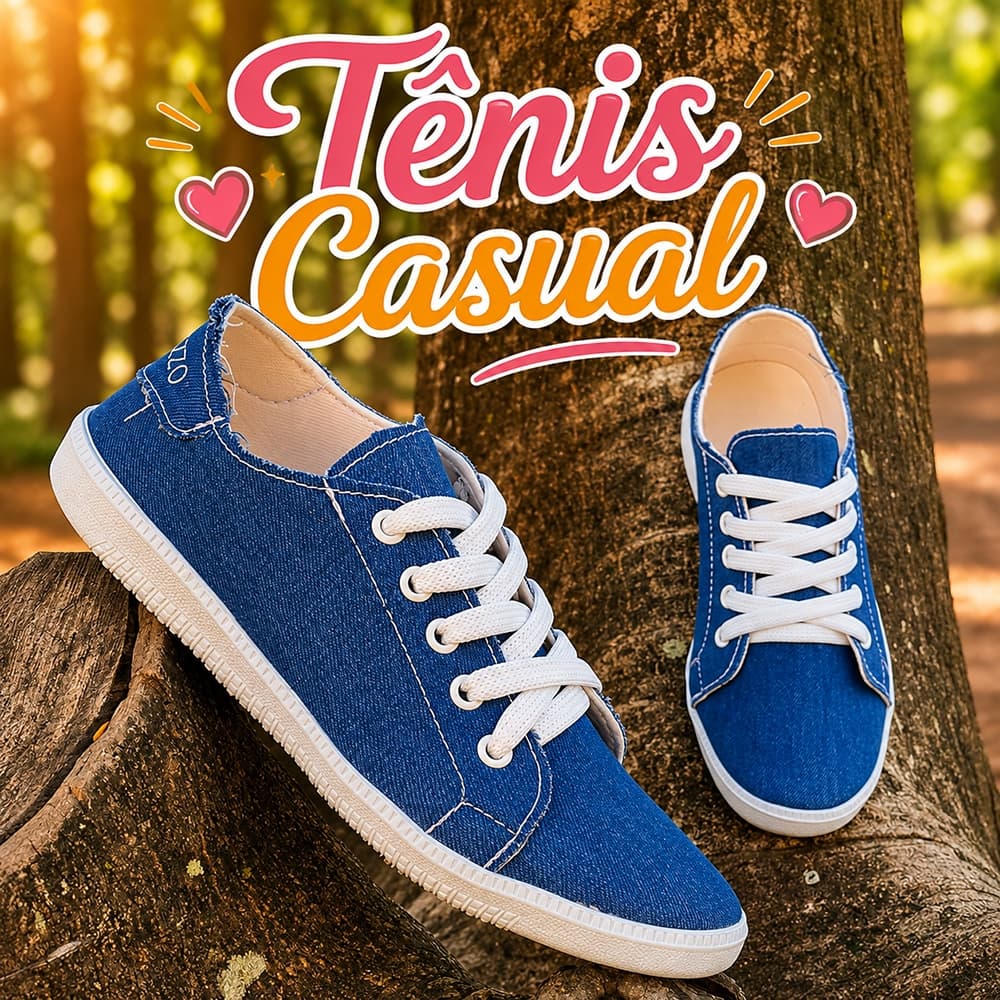 Tênis casual jeans confortavel feminino