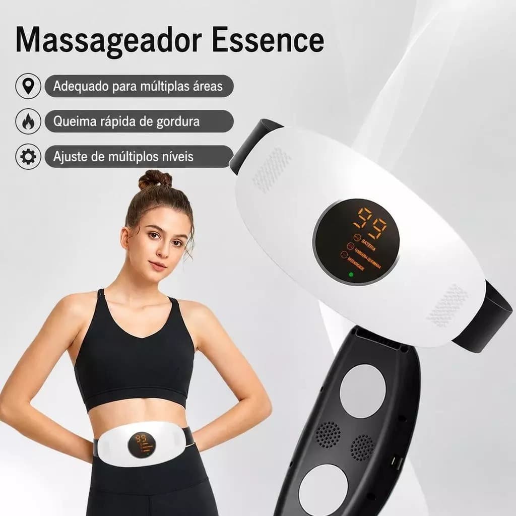 Cinta Massageadora Abdominal Elétrica Vibratória com Display Digital para Relaxamento Muscular