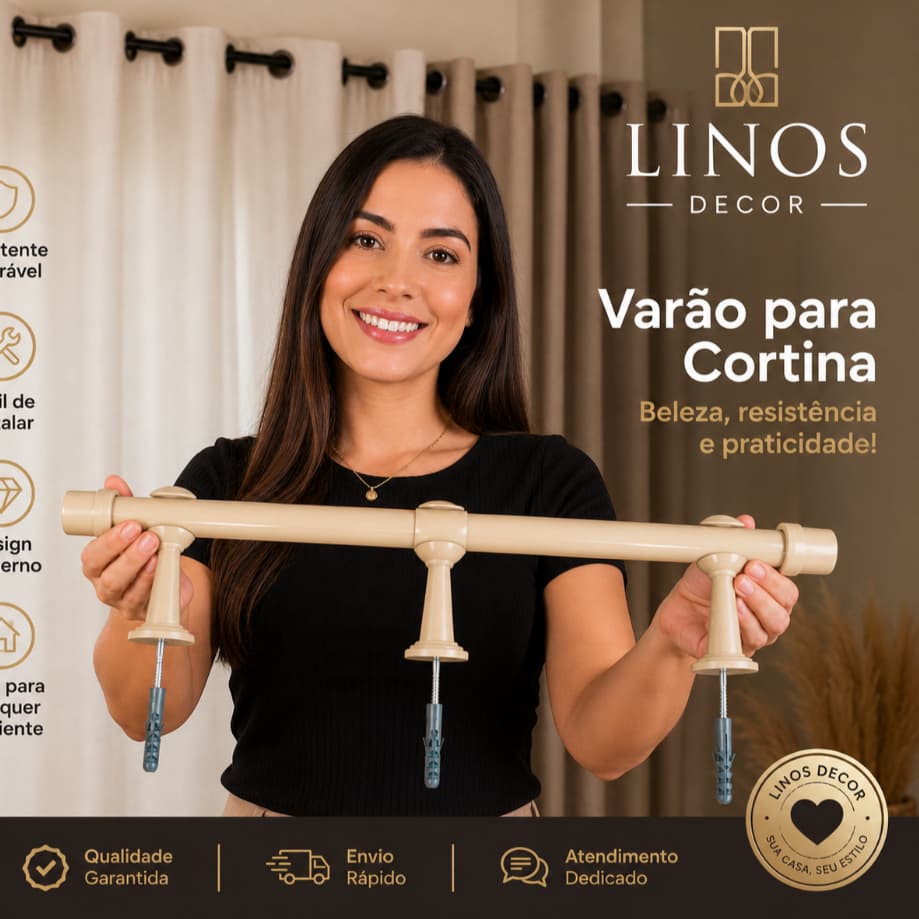 Varão Para Cortina 2,50 Mt19mm sala quarto cozinha ( ferro )