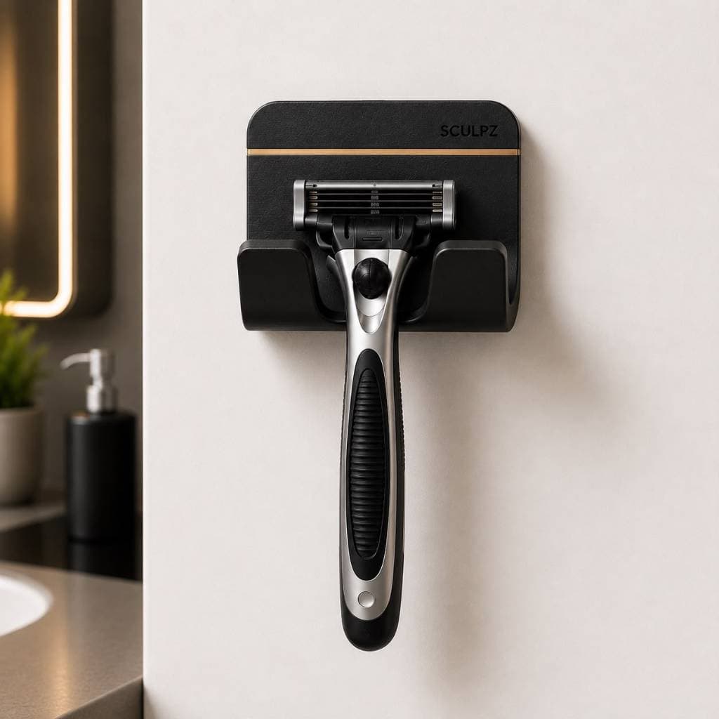 Suporte Presto barba Gillete com Fita Dupla Face 3M Fixação Forte Barbeador Banheiro Resistente Preto