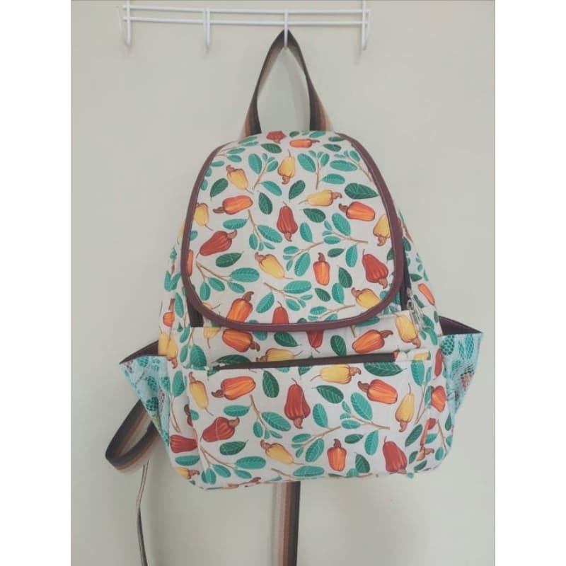 Mochila Urban, Estampa caju, Mochila de passeio, Bolsa feminina, Mochila de tecido, Mochila artesanal