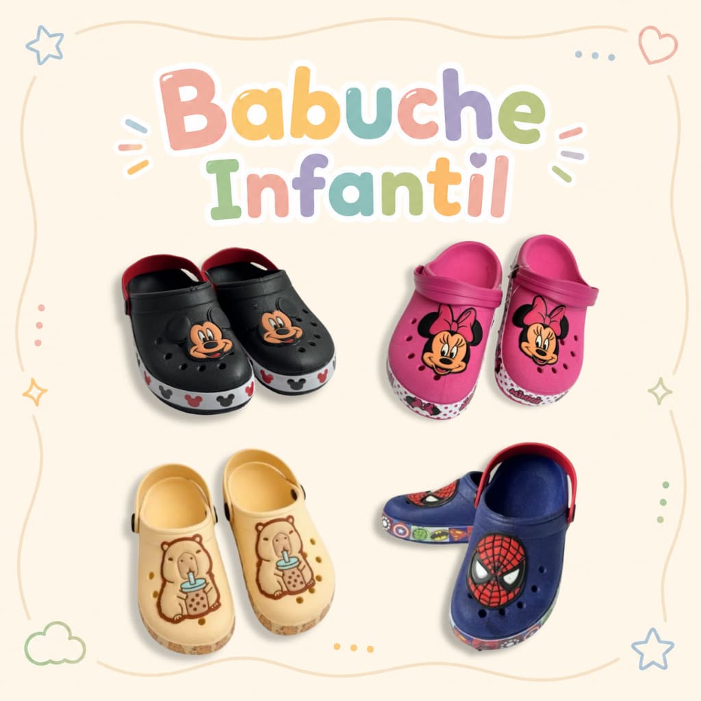 Babuche Infantil Menino Menina Sandália Personagens Antiderrapante Leve 19 ao 32