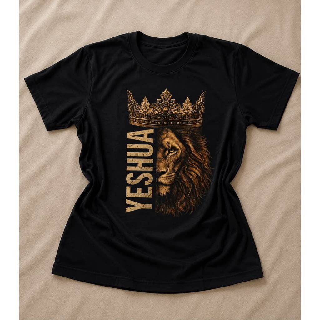 Camiseta Unissex Cristã Jesus Plus Size Yeshua Leão de Judá 100% Algodão Streetwear Gospel Religiosa Leve Moda