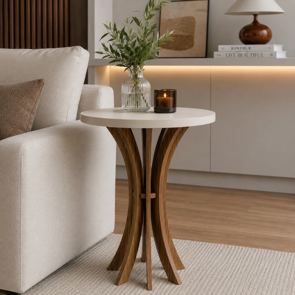 Mesa de Canto Cálice 70cm em mdf Lateral Sofá  Sala Decoração Em MDF