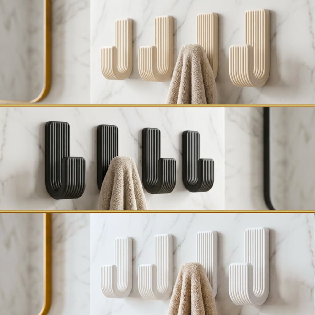 Kit 4 Ganchos De Parede Adesivos Sem Furo Cabideiro Suporte Multiuso Porta Toalha