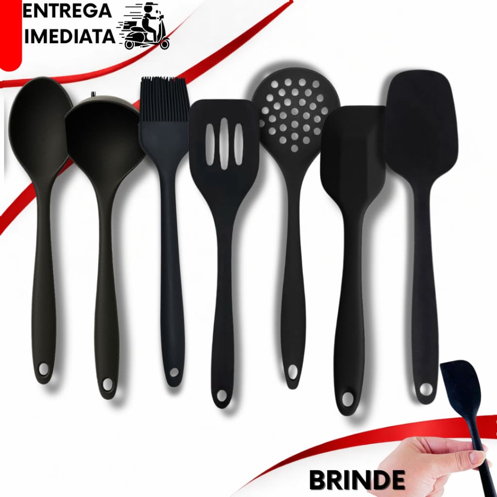 Kit 7 Silicone Concha Colher Escumadeira Pincel Espátulas Escumadeira e Brinde