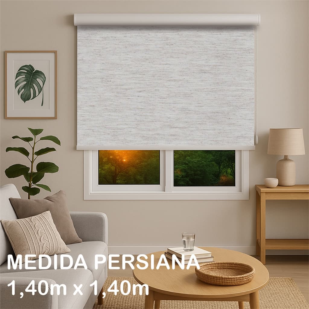 Persiana Rolo Blecaute Tecido Mescla Linho com Bandô Sala Quarto Escritório Blackout (140140)