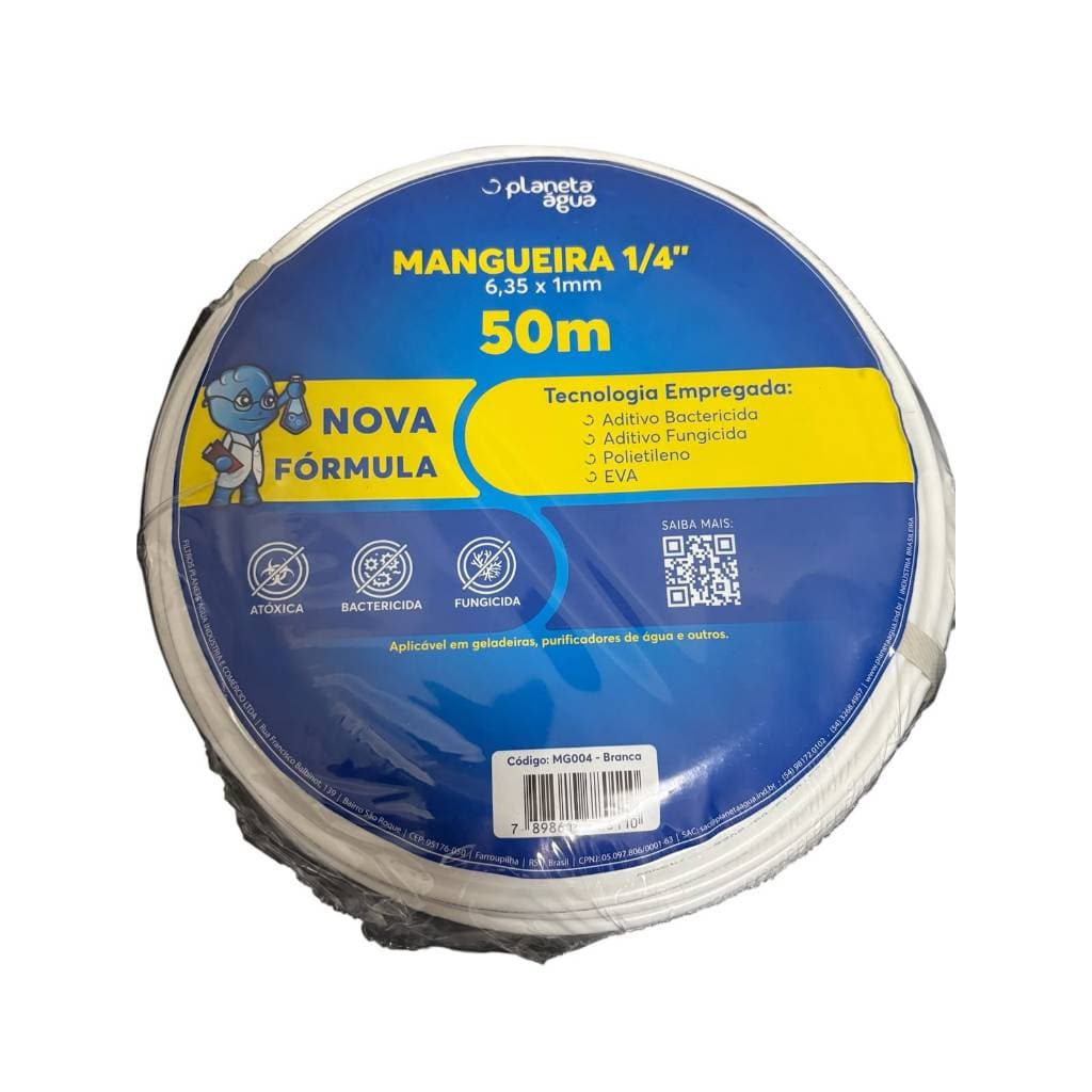 2 Metros de Mangueira Bebedouro Filtro Purificador Atóxica Branca 1/4"
