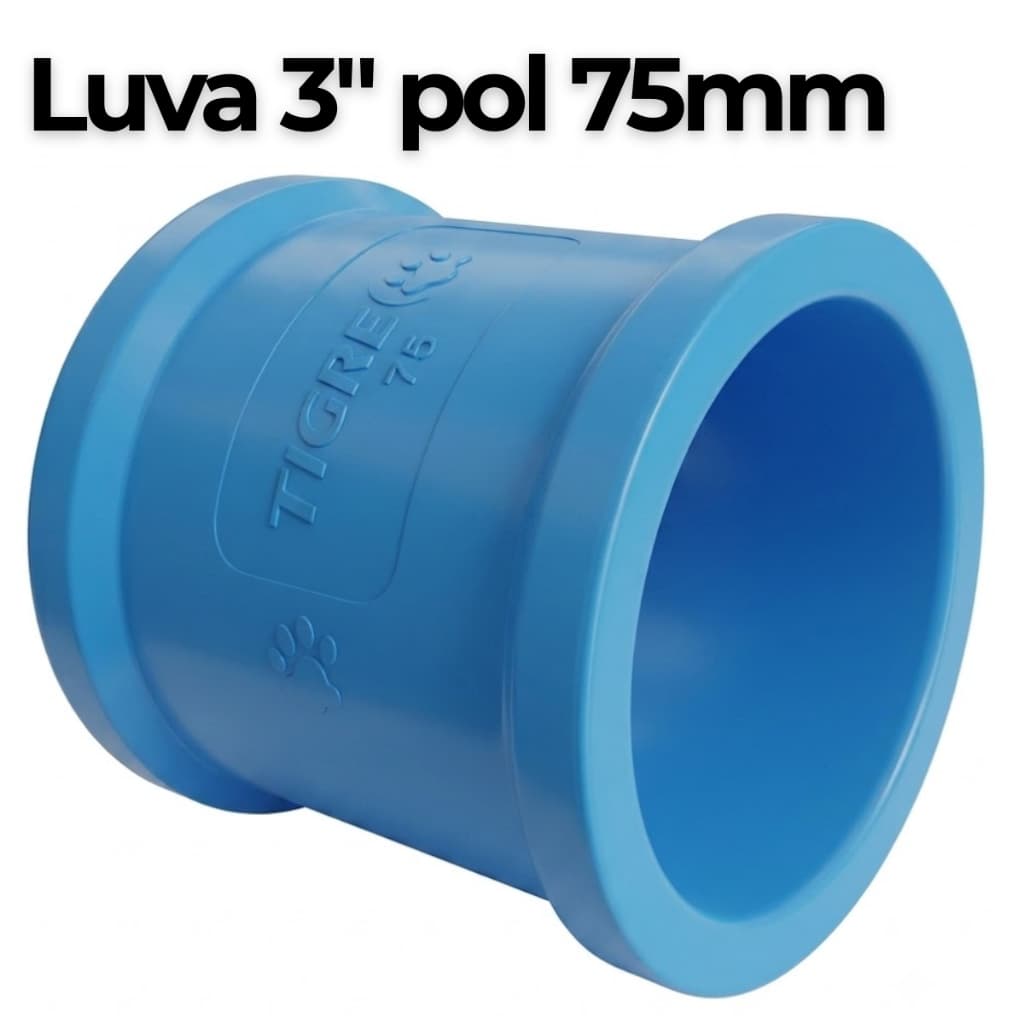 Luva Emenda Soldável 75mm 3” polegadas para Cano de irrigação Peça de Irrigação Marca Tigre Emenda Grossa 3 Polegada 75m