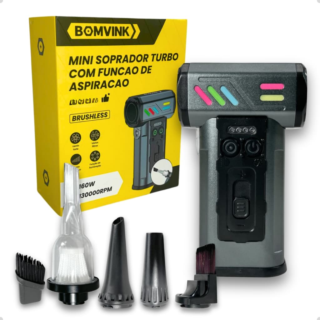Soprador Com Aspiração Mini Turbo Portátil Sem Fio Com Led SOS Ventilador De Ar E Aspirador 130000rpm