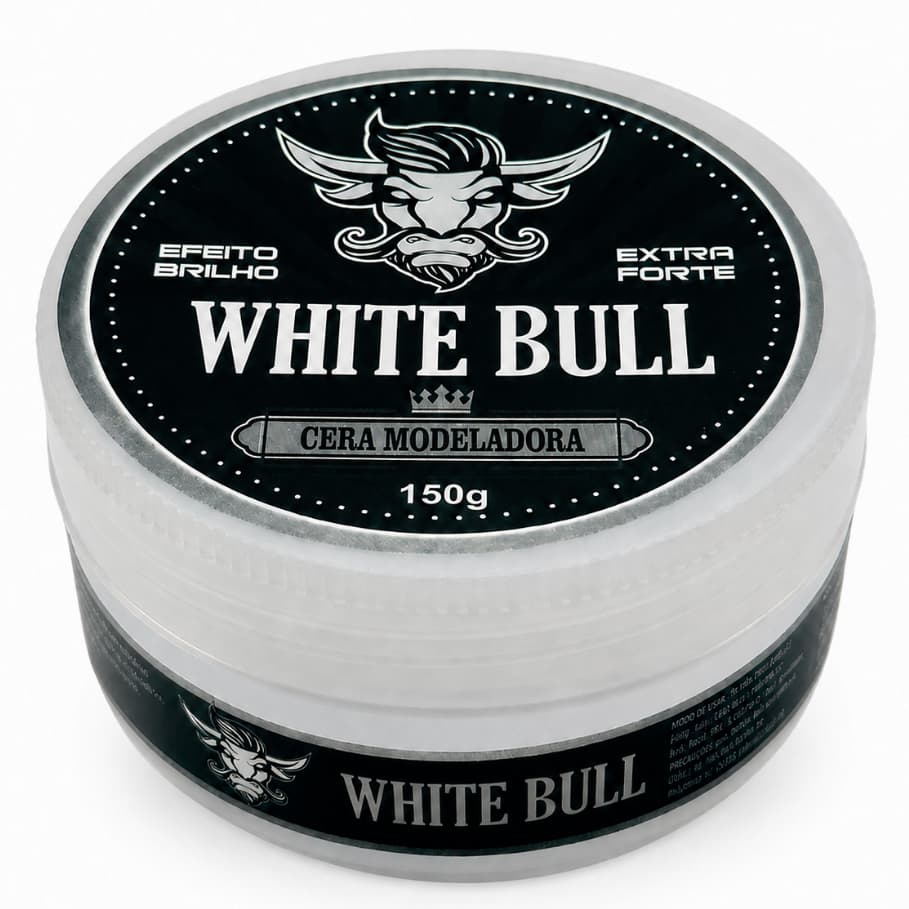 Cera Modeladora Incolor 150g - White Bull - Efeito Brilho, Fixação Profissional, Antifrizz