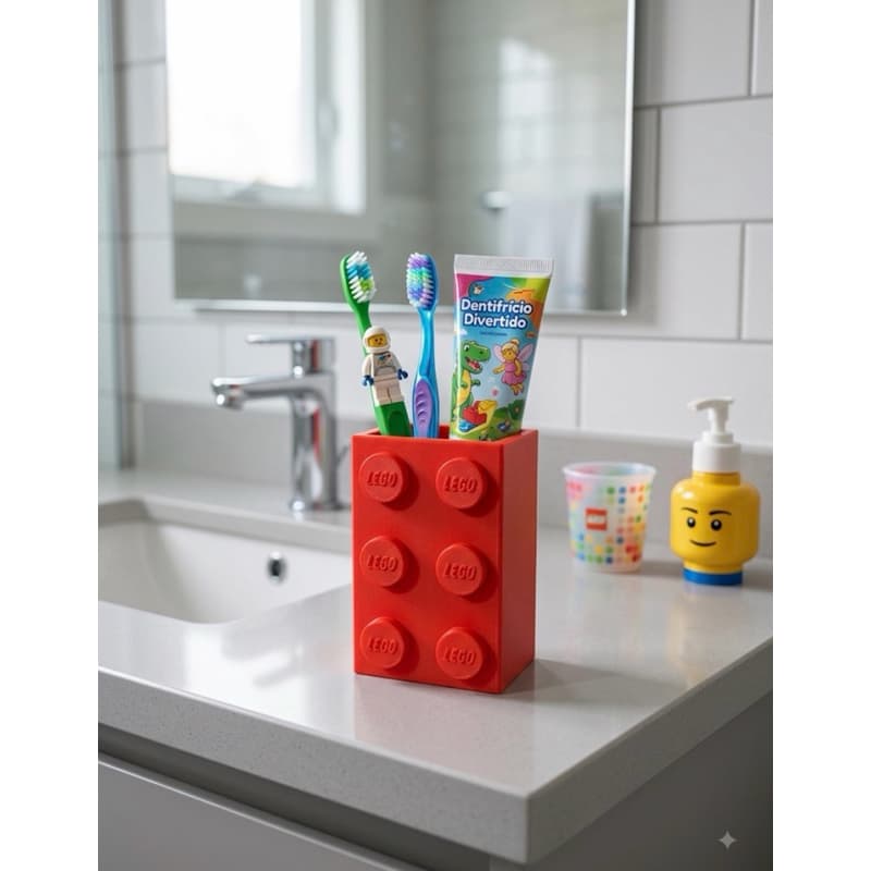 Porta Escova de Dente e Pasta Infantil Bloco de Montar Criativo Organizador de Banheiro Divertido
