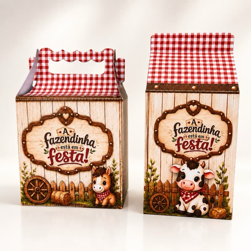 Caixa Milk e Maleta Fazendinha Personalizada | Lembrancinha Festa Infantil Fazendinha Pegue e Monte
