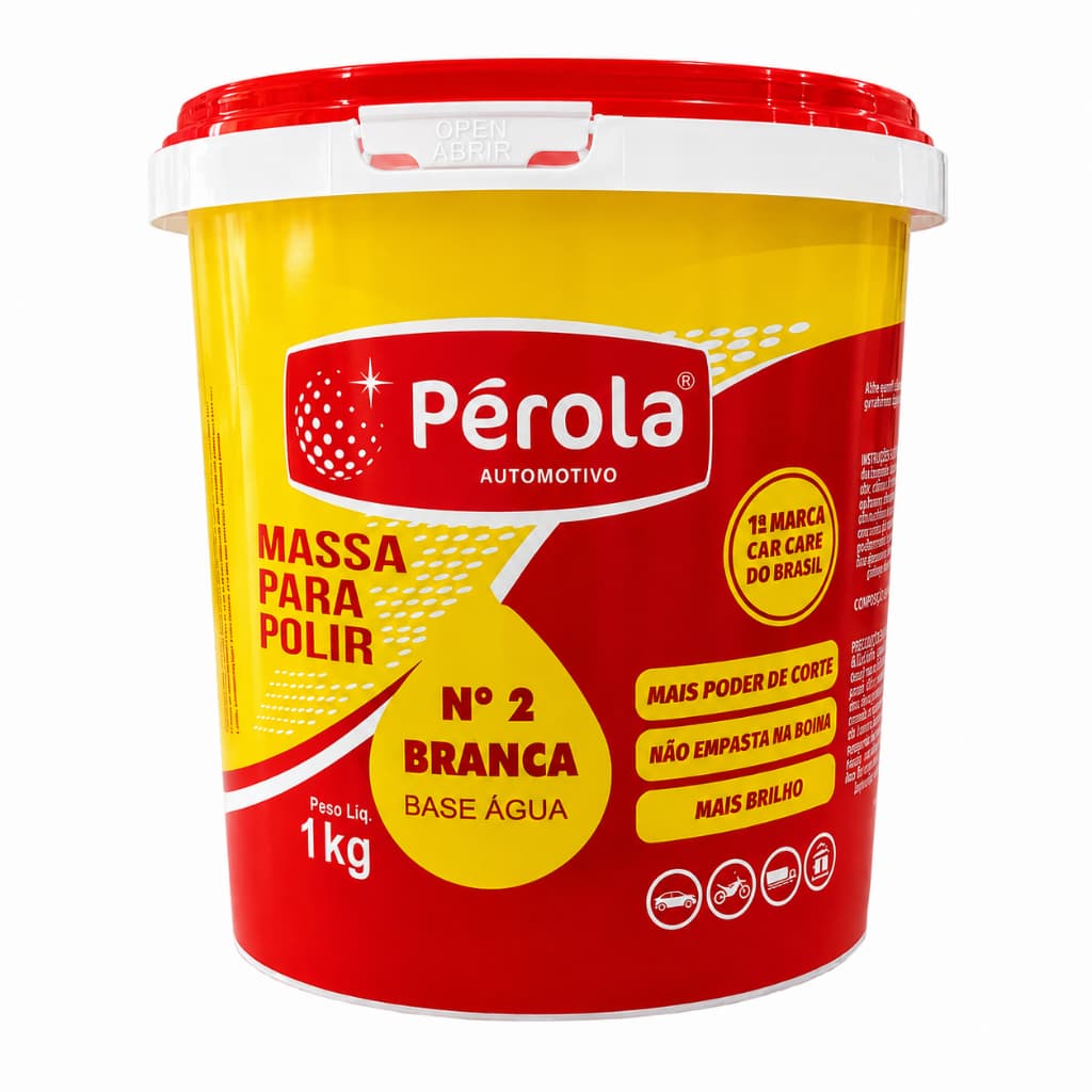 Massa de Polir Nº2 Pérola 1kg Base Água Alto Brilho