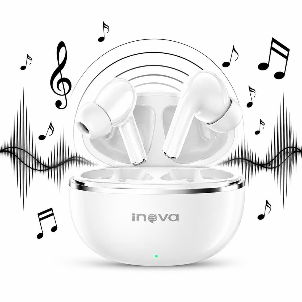 INOVA Fone Sem Fio Bluetooth Original TWS Fone Iphone e Android Headset Gamer Earpods Microfone e Cancelamento de Rúido