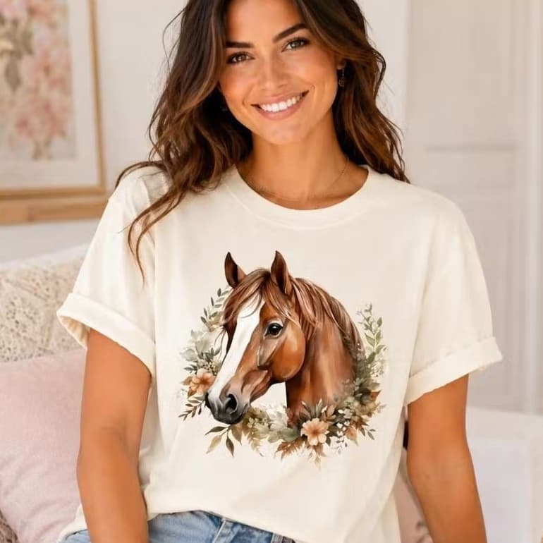 Camiseta Feminina Country Cavalo 100% Algodão Cowgirl Rodeio P ao GG