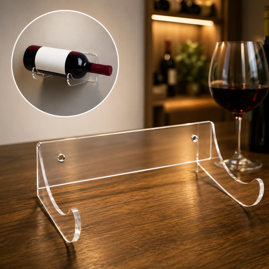 Kit Suporte de Garrafa Expositor de Parede Adega Vinho Decoração Bar Decoração em Acrílico Moderna