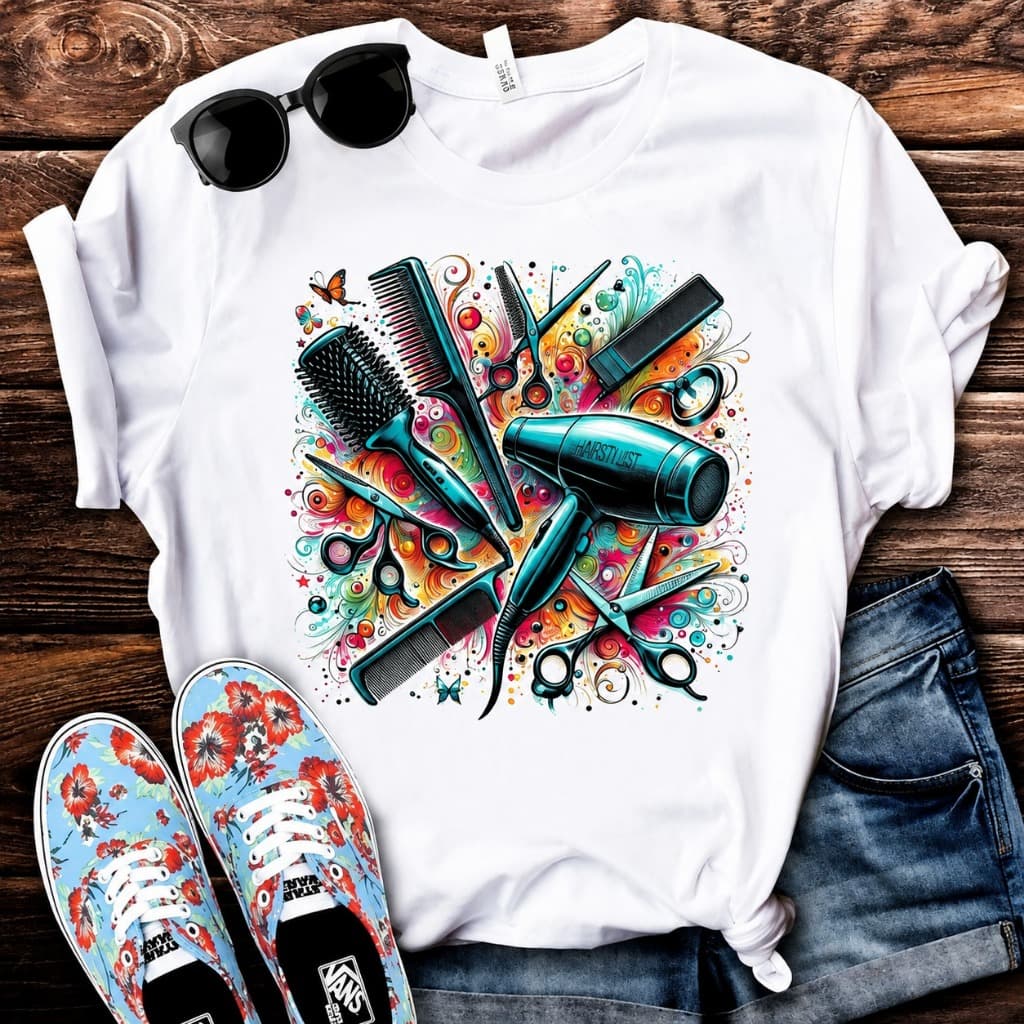 Camisa Cabeleireira Camiseta T-Shirt Blusa Secador Escova Tesoyura Manga Curta