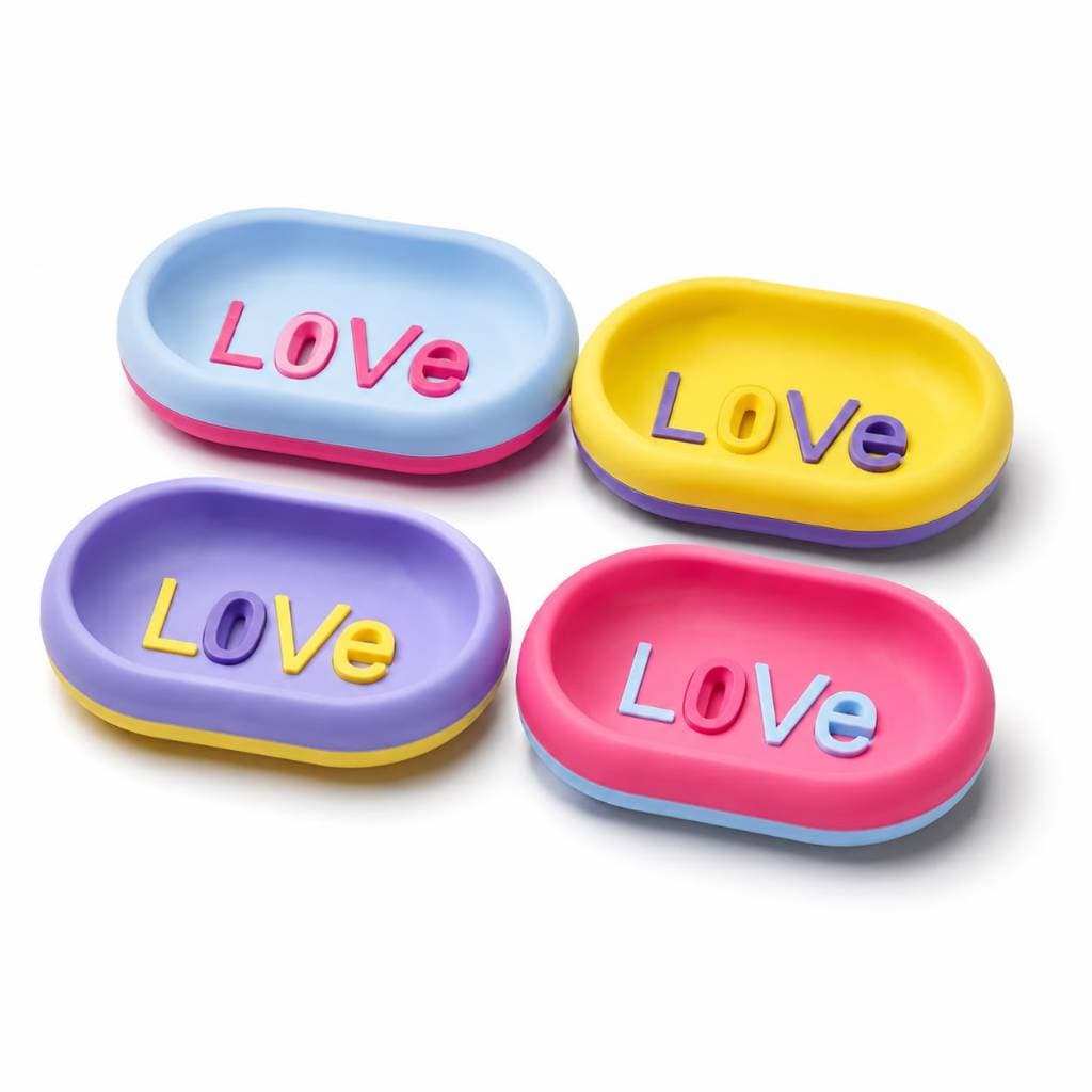 Kit 2 Saboneteiras Love Moderna Banheiro Coloridas