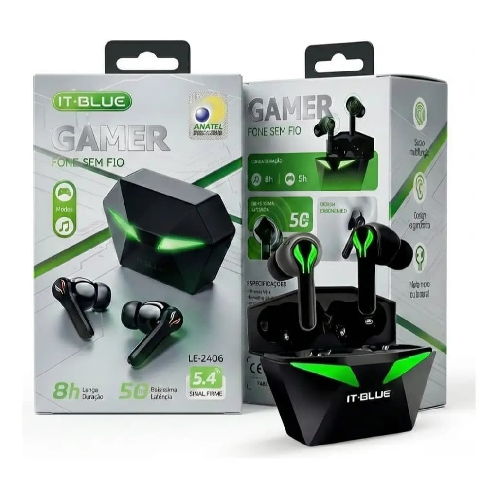 Fone De Ouvido Gamer Led Sem Fio Bluetooth 5.4 Com Microfone 8 Horas de Bateria  Latência baixa 50ms Original com Nf-e