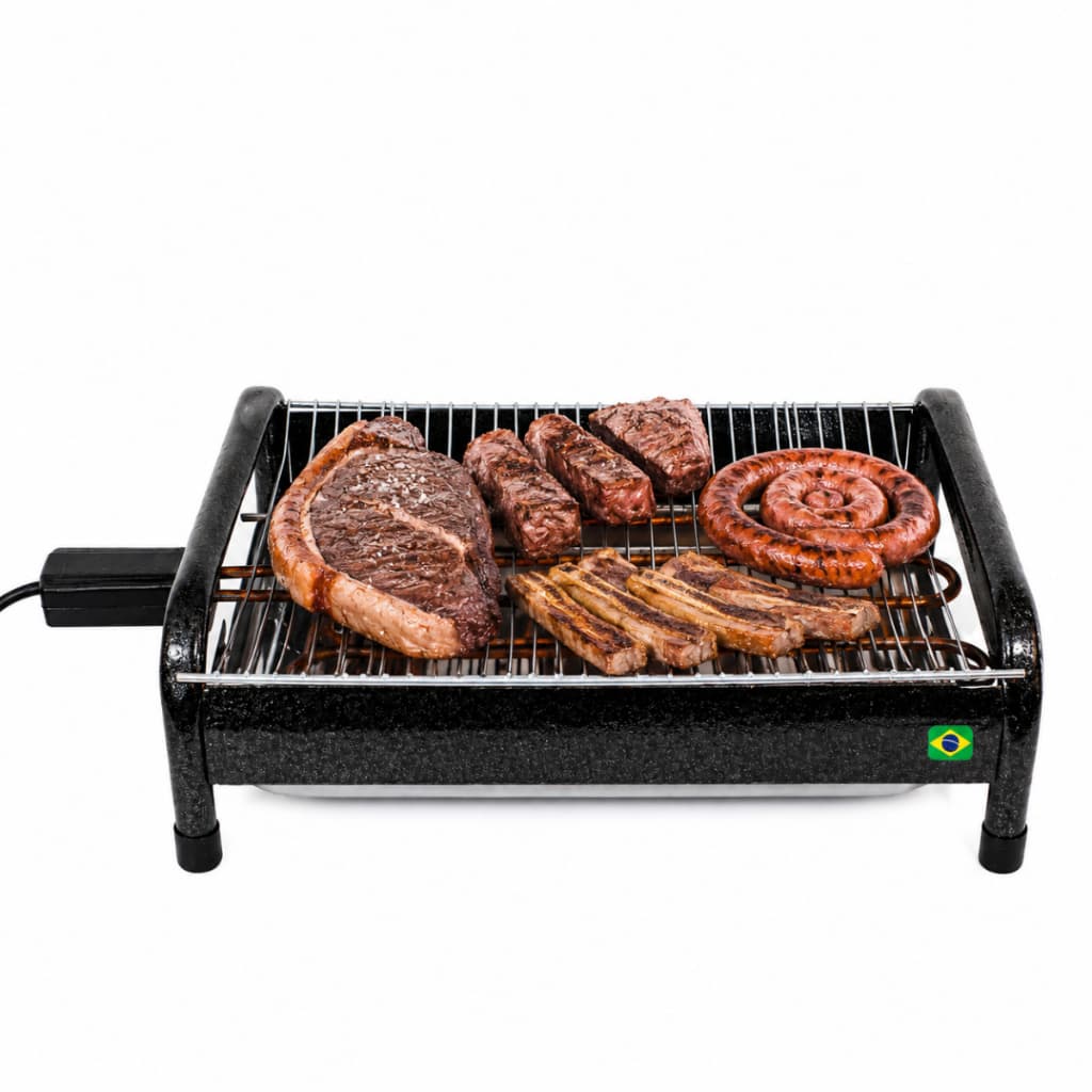 Churrasqueira Elétrica Portátil em Alumínio Craqueado Top Grill 2 Gourmet Com Pés Bivolt 110v / 220v