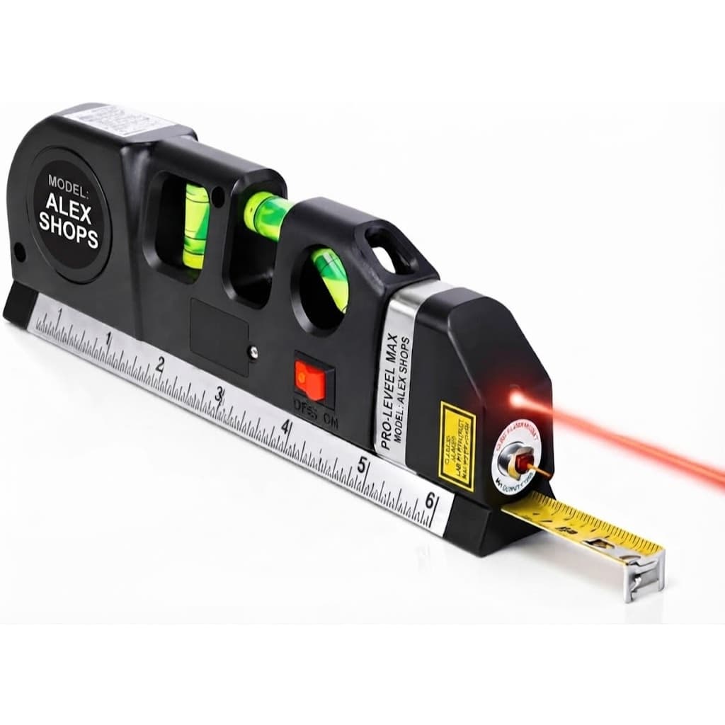 Trena Nível Laser Profissional 2,5m 3 Pontos Linhas Horizontal Vertical Cruzado Nível De Bolha Prático E Preciso Prumo