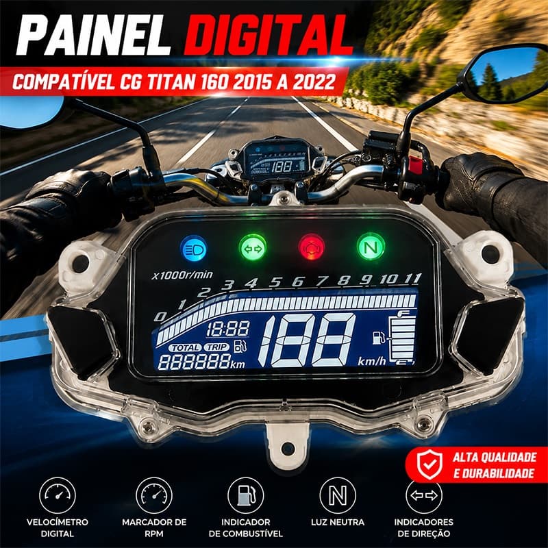 Painel Digital Completo Honda CG Titan 160 ESD EX 2015 a 2022 Velocímetro LCD Reposição Moto