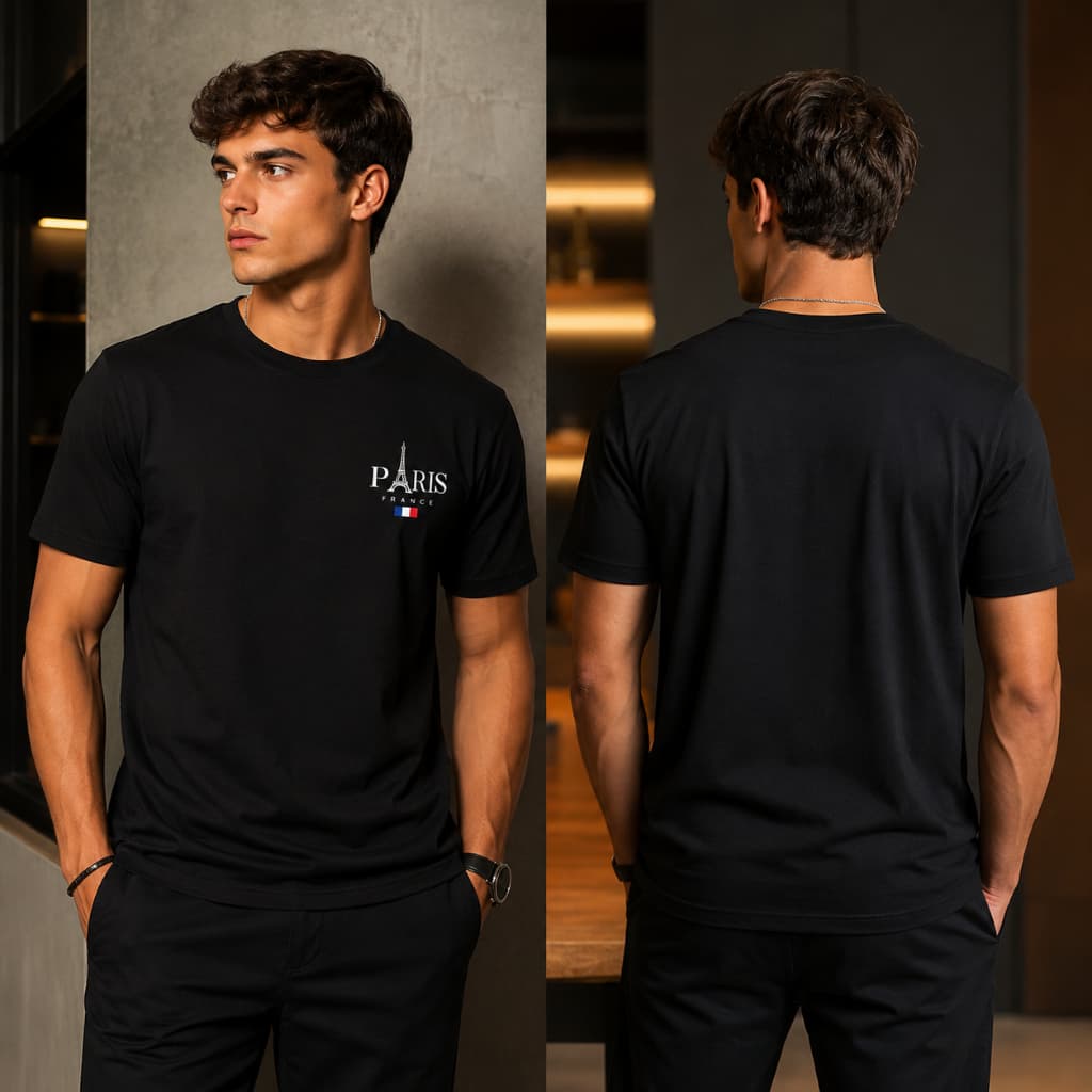 Camiseta T-Shirt 100% Algodão camisa Estampada Paris