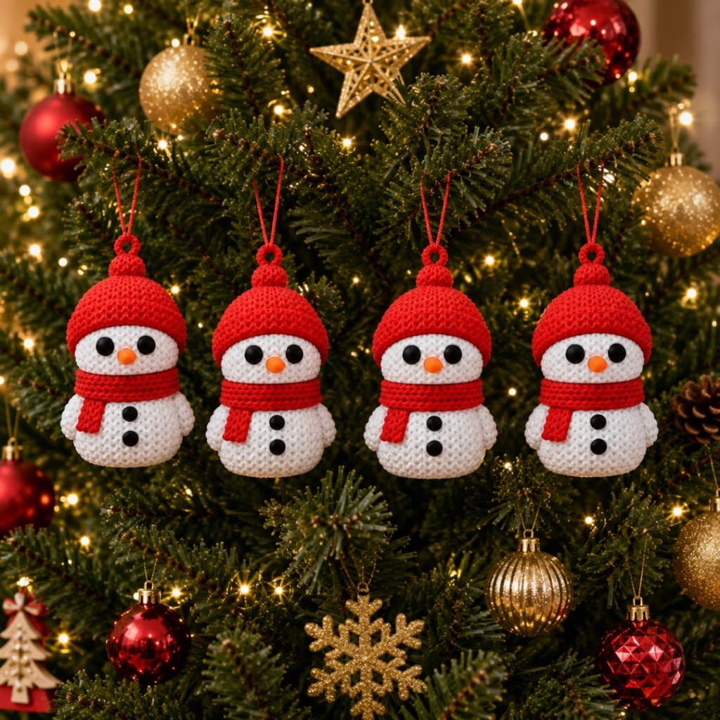 Kit com 4 Enfeites de Natal – Bonecos de Neve
