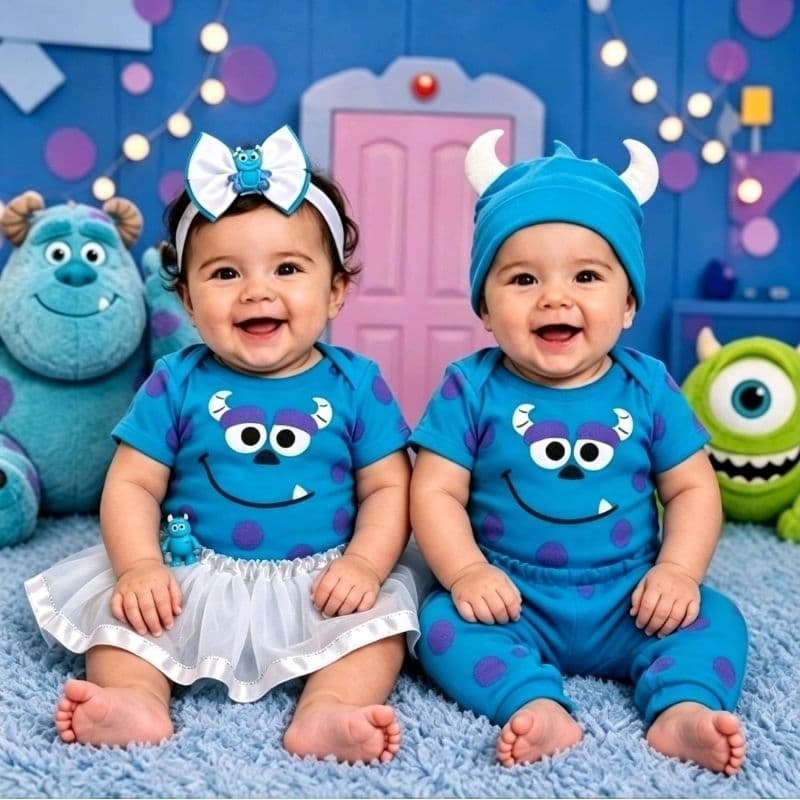 Body Bebê Sullivan Fantasia Mesversário Monstros S a Ensaio Fotográfico Promoção Bory Sulivan