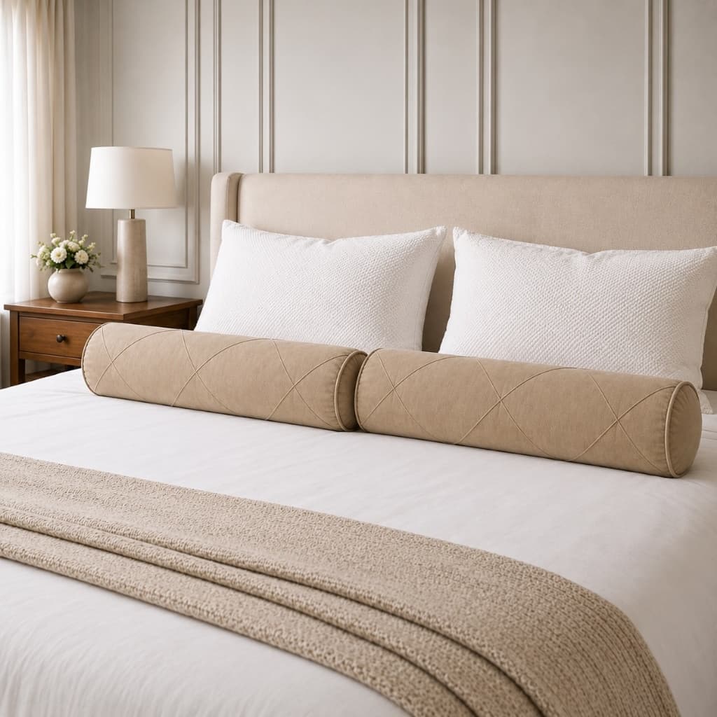 Kit 2 Rolos Decorativos para Cama King Size em Suede