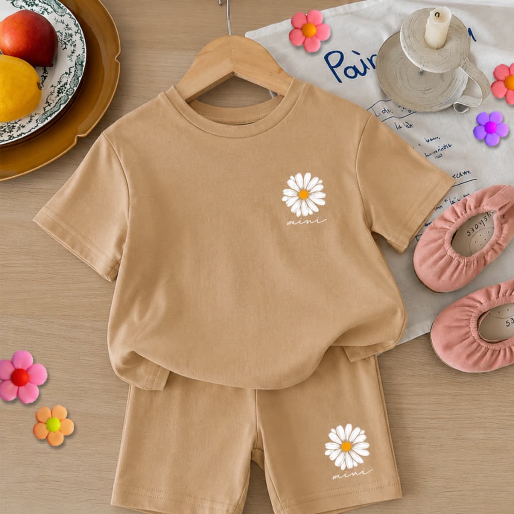 Kit de short e camiseta  infantil menina bebê  margarida flor