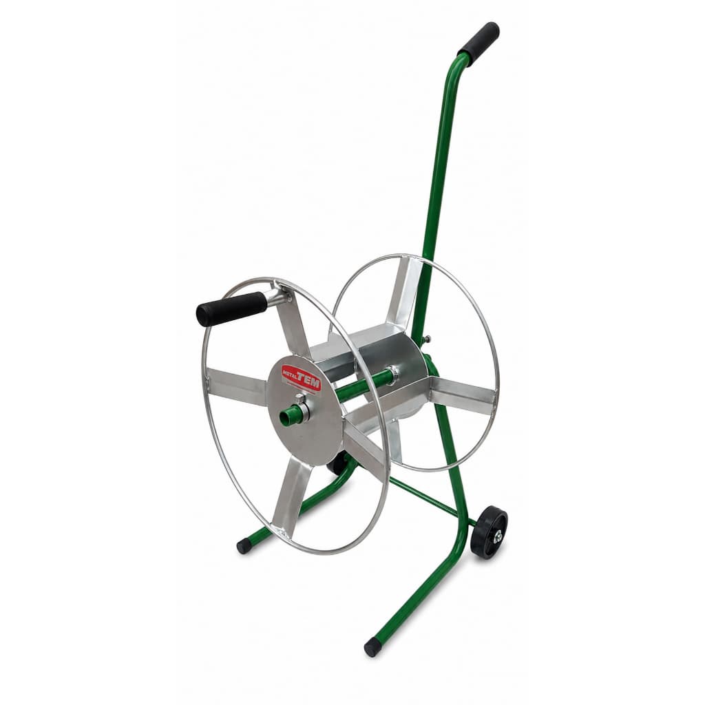 Carrinho Enrolador De Mangueira 1/2" Capacidade 50 Metros Com Rodas Em Aço Reforçado Pintura Epóxi
