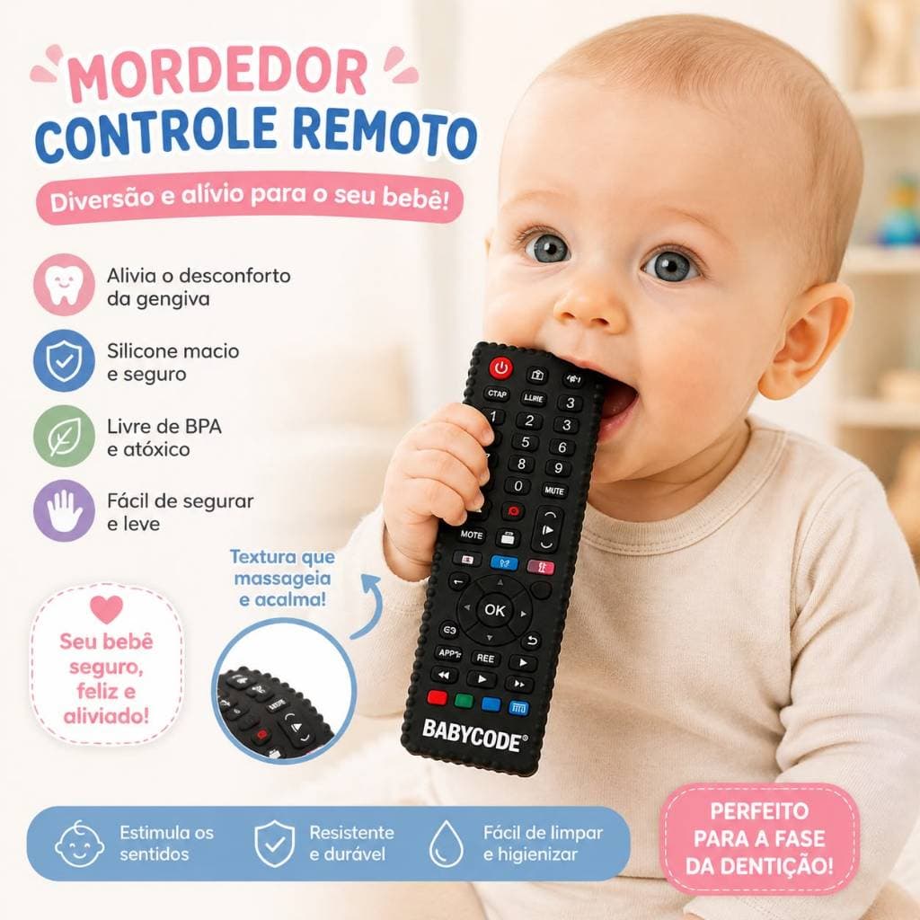 Mordedor de Controle Remote em Silicone Macio Bebês Anti Stress Alivia Gengiva Brinquedos Sensorial