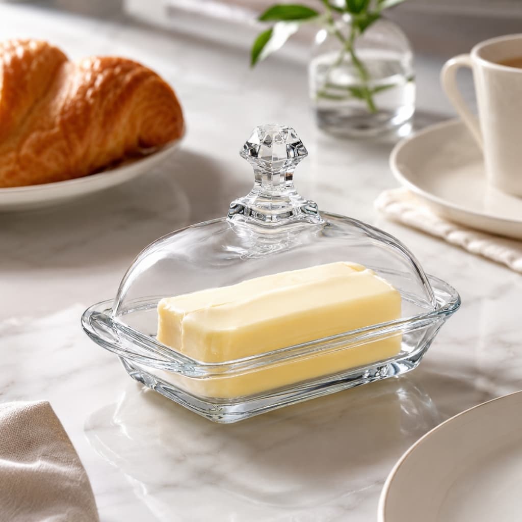 Manteigueira De vidro Porta Manteiga Sofisticada Elegante Mesa Posta Praticidade Refeição Café Brunch Reunião
